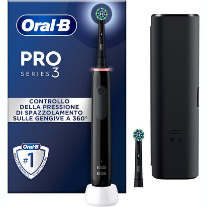 292764 - ORAL-B Furçë dhëmbësh elektrike lëkundëse Pro 3 3500, Sensor presioni, Modalitet zbardhues, 2 koka furçe të rrumbullakëta, 1 karikues, e zezë