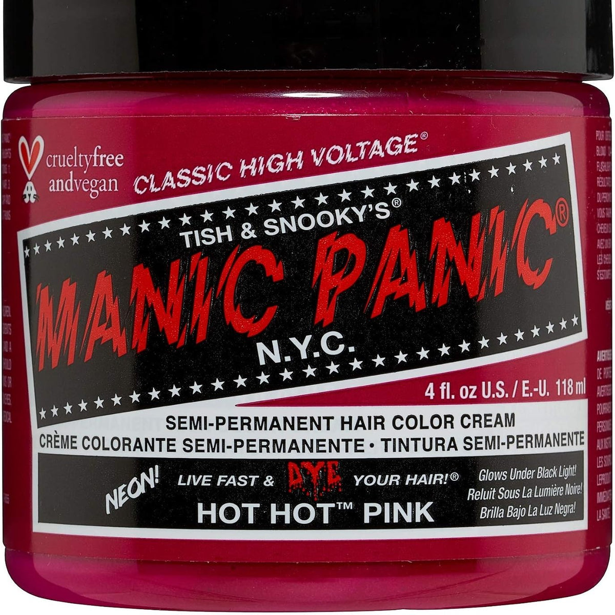302394 - MANIC PANIC Ngjyrë gjysmë e përhershme për flokë Hot Hot Pink Classic Creme Vegan 118ml