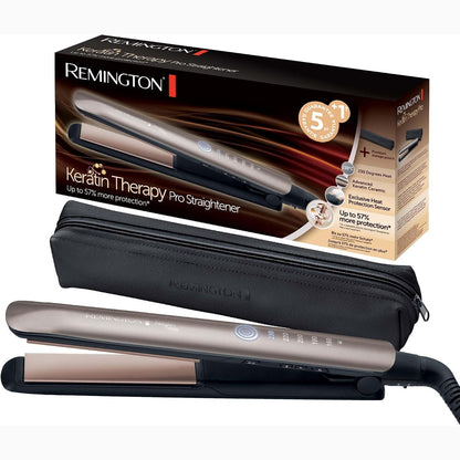 271244 - REMINGTON Drejtuese për flokë të valëzuar dhe të drejtë, mbrojtje nga keratina, sensor nxehtësie, model Ultra Qeramik S8593