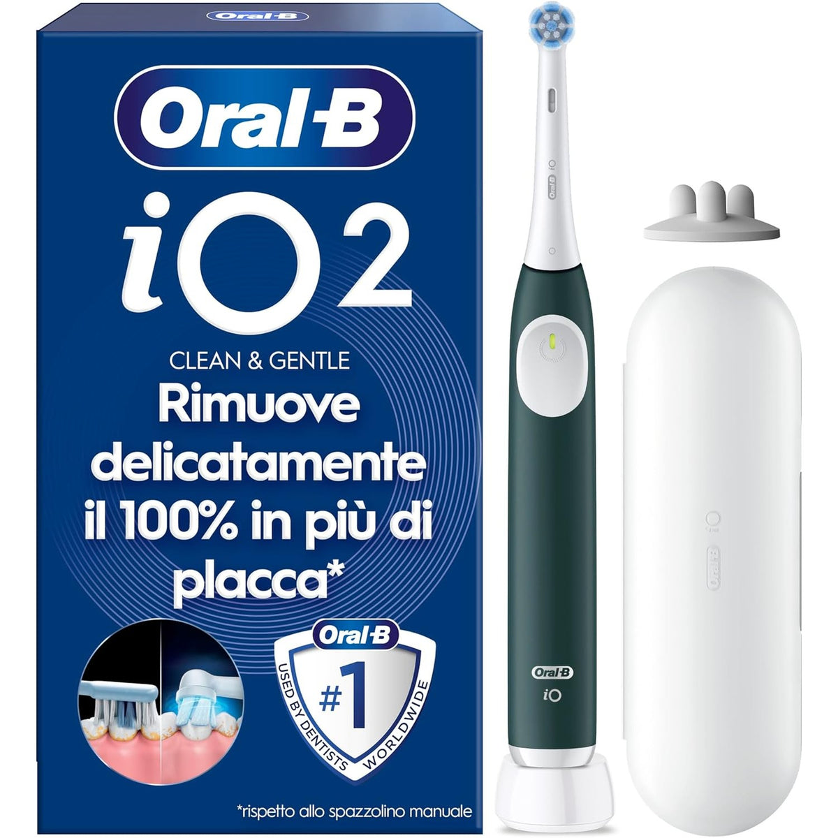 301717 - Oral-B iO 2 Furçë dhëmbësh elektrike, kokë furçe zëvendësuese, ngjyrë jeshile pylli