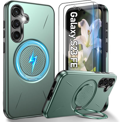 269120 - GRITUP Mbështjellëse për Samsung Galaxy S23 Fe, e gjelbër, me 2 mbrojtës ekrani HD dhe mbrojtje ushtarake