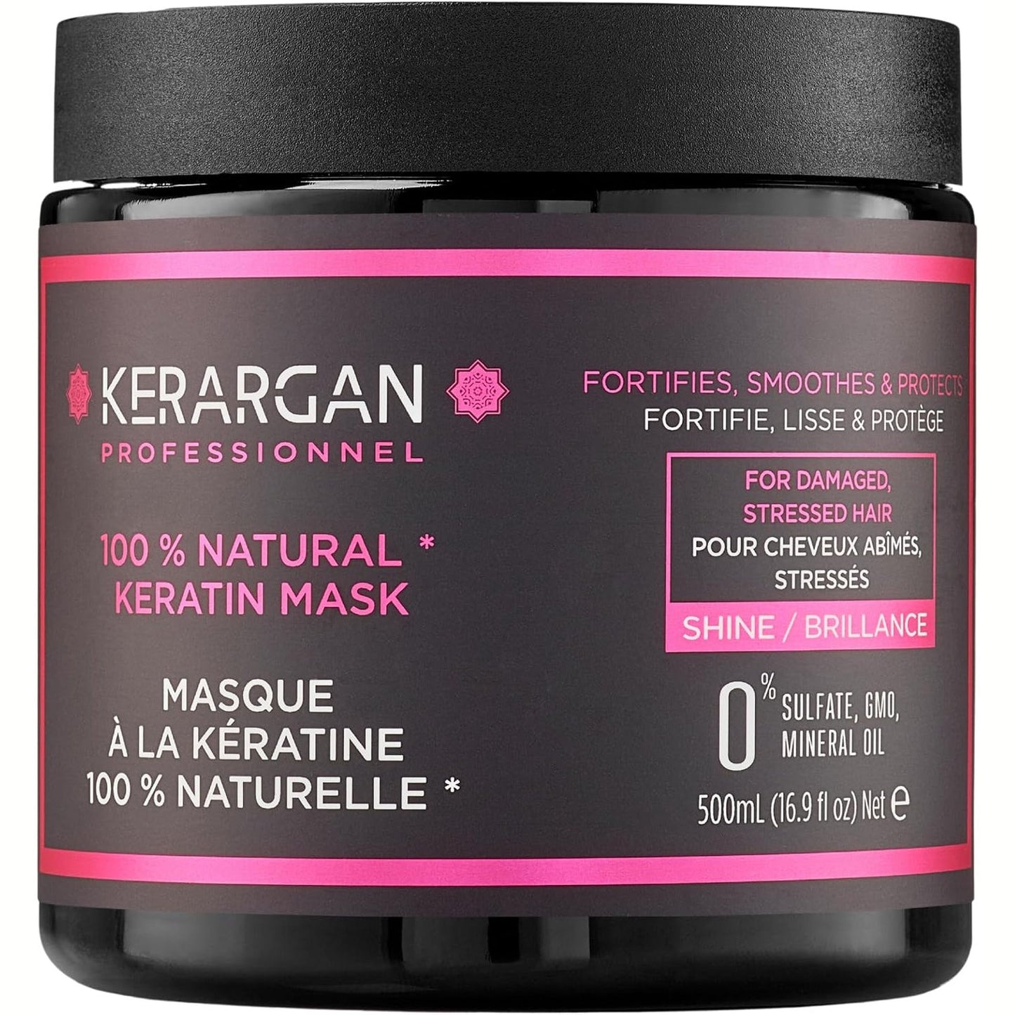 289902 - KERARGAN Maskë flokësh me keratinë ultra riparuese për flokë të dëmtuar dhe të stresuar - Forcon, zbut dhe mbron - Pa sulfate, pa OMGJ, pa vajra minerale - 500 ml