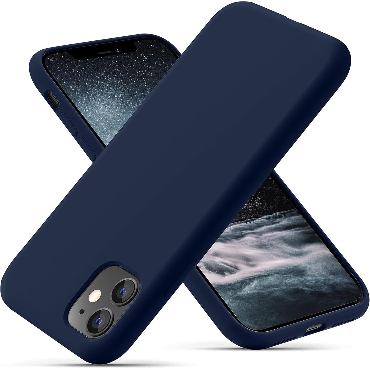300123 - OITIYAA Mbështjellëse silikoni për iPhone 11, ultra e hollë mbrojtëse prej silikoni të lëngshëm, rezistente ndaj goditjeve, 6.1 inç, blu marine