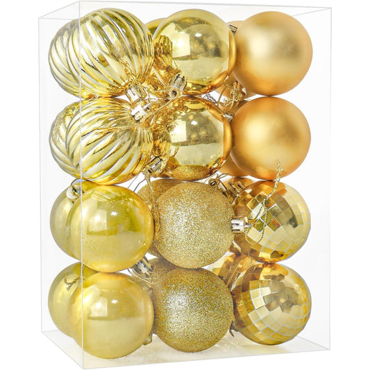 211506 - 19 copëza të mëdha sfungjeri 60 mm për pemën e Krishtlindjeve, topa të artë me plastikë të shkëlqyer dhe rezistente ndaj thyerjes - dekorime të varura për festa dhe dasma