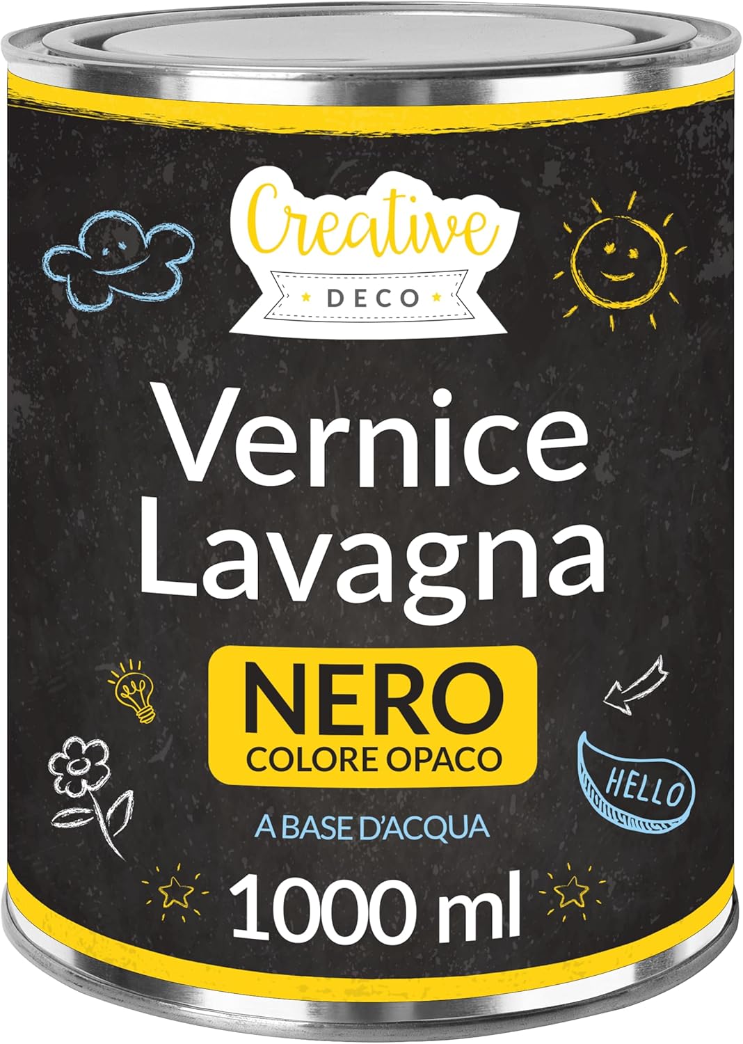 229182 - CREATIVE DECO Bojë për dërrasë të zezë | 1000 ml | 10 m² / 1L | Efektive | Mat | Me bazë uji | Jo-toksike | Shkrim dhe vizatim me shkumës