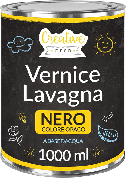 229182 - CREATIVE DECO Bojë për dërrasë të zezë | 1000 ml | 10 m² / 1L | Efektive | Mat | Me bazë uji | Jo-toksike | Shkrim dhe vizatim me shkumës