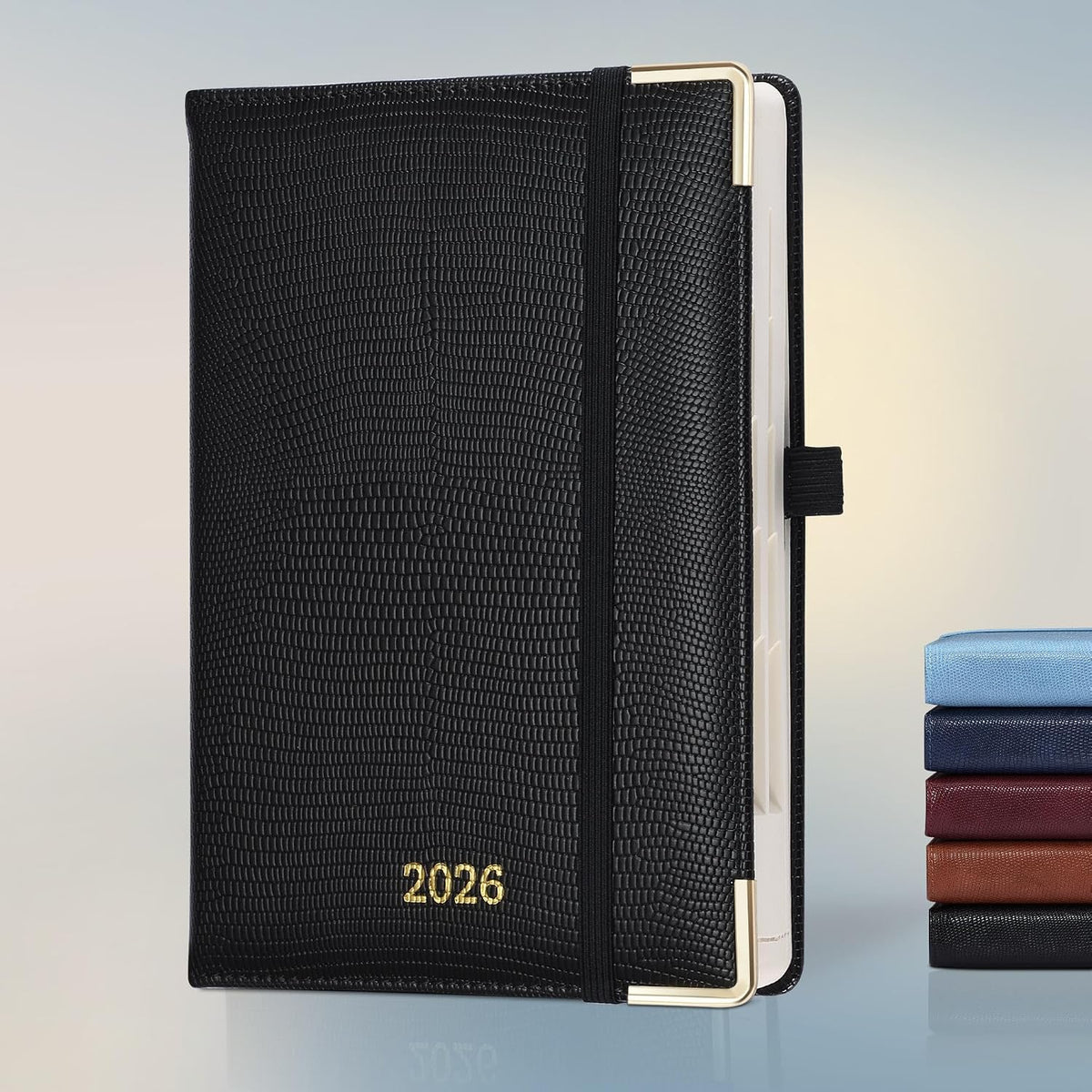 295284 - IN-LUXPRO Ditar 2026 A5, Planifikues Ditor/Javor, 1 Faqe/Ditë, Letër 80 g/m², 21.5 x 15 cm, Lëkurë Vegane, E Zezë