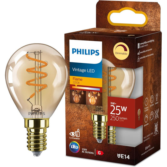 202300 - PHILIPS Llambë LED, Formë Spirale, Nuanca e Arës, 25W, E14, Dritë e Bardhë Ekstra e Ngrohtë me Errësim