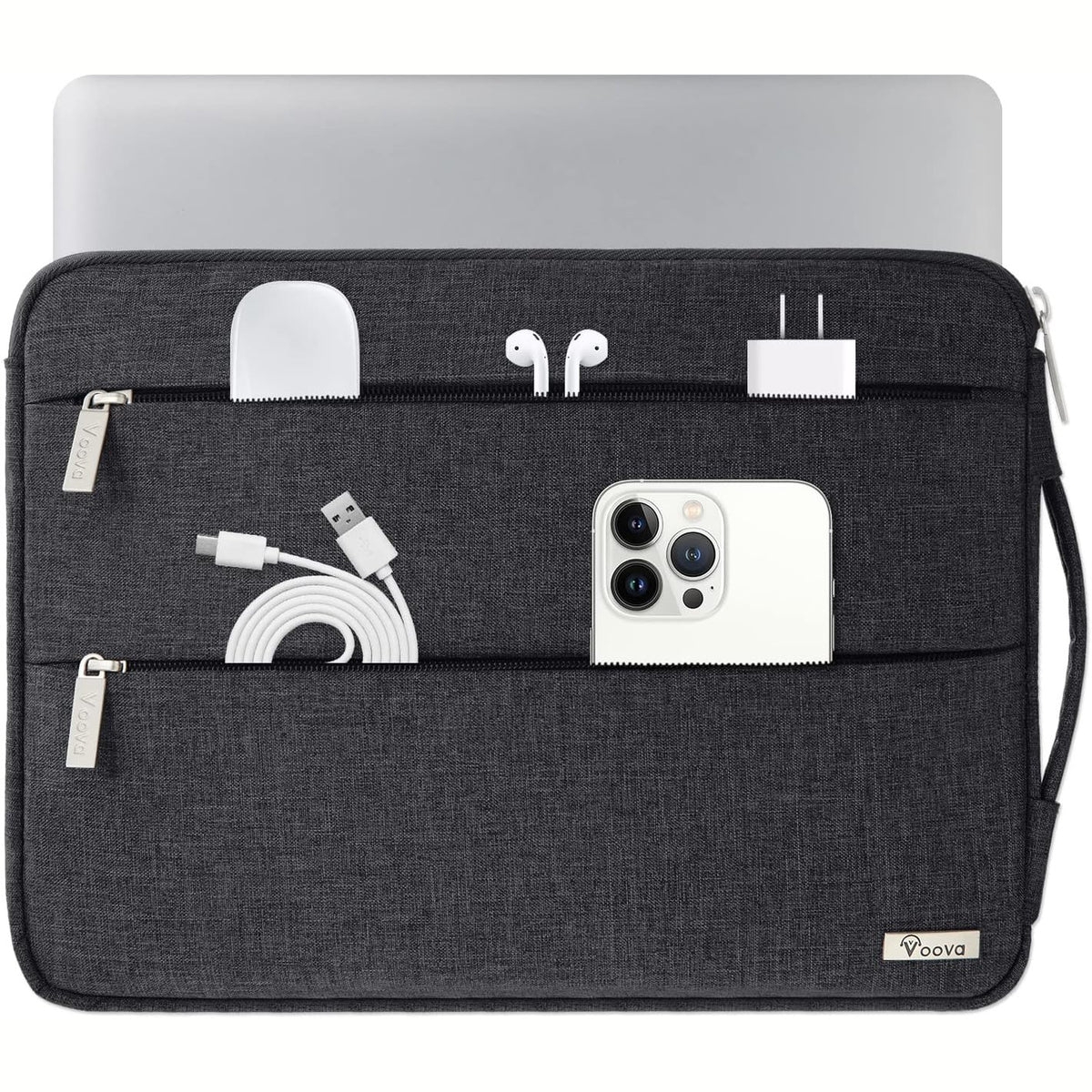 295335 - VOOVA Çantë për laptop 14 inç, mbulesë për MacBook Air Pro M1 M2 14.6 inç, për tablet, Dell, HP, iPad, e zezë
