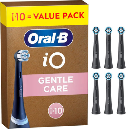 292326 - ORAL-B Koka Furçash Zëvendësuese iO Gentle Clean, ORIGJINALE për Furçat Elektrike të Dhëmbëve Oral-B iO, për Mishra dhe Dhëmbë të Ndjeshëm, Të Zeza, 10 copë