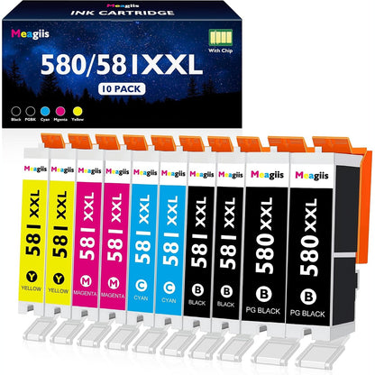 266894 - MEAGIIS - Fishekë boje PGI-580XXL CLI-581XXL për Canon 580 581 XXL, pako me 10 ngjyra për Canon Pixma TS705a TS9550 TR8550 TS6350a TS6350 TS9550a TS6351 TS6250 TS6150