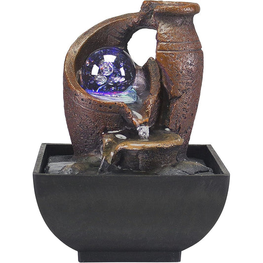 137327 - BEPER - Shatërvan Zen Amphora P201UTP201 me Dritë LED të Relaksueshme, për Brendshme, Materiali Rrëshirë/E Zezë, Madhësia e Vogël