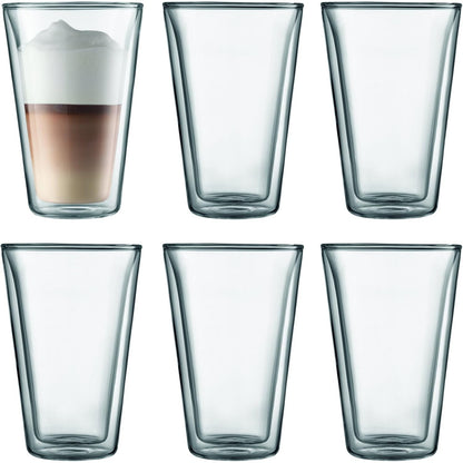 183356 - BODUM Set Qelqi Canteen me Mure të Dyfishta, Kapacitet 0.4L, Transparent, 6 Copë, 1 Pako