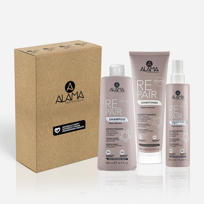 271758 - ALAMA Professional Kit Riparimi - Shampo 500ml, Balsamo 300ml, Mrekulli Lëng 5 në 1 250ml