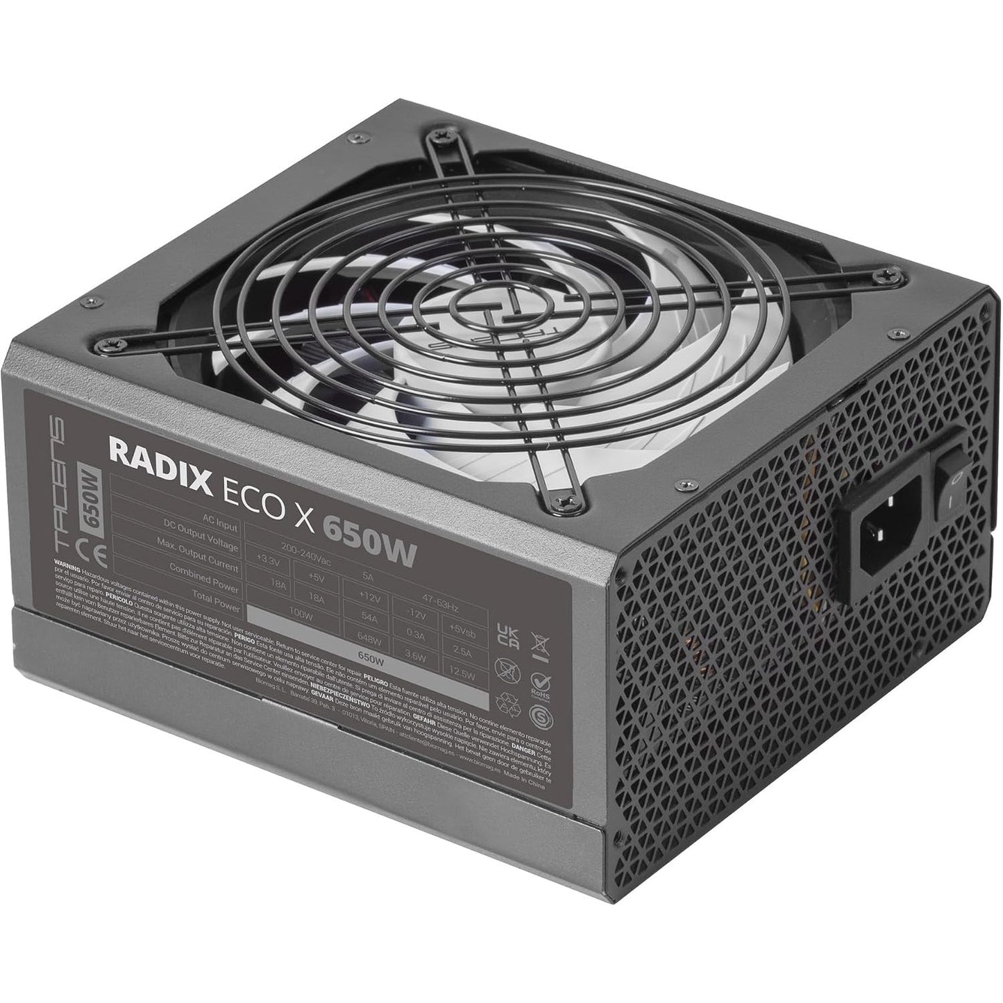273280 - Tacens Radix ECO X 650, Furnizim me energji PC ATX, 650W, teknologji AI-RPM, efikasitet 87%, e zezë, 1RECOX650