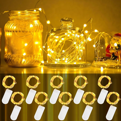 169199 - CNMTCCO Dritë LED për Tela 10x2m, 20 Dioda, Punon me Bateri, Përdorim Brenda dhe Jashtë, i Përshtatshëm për Krishtlindje, Dasma, Kopsht, Ngjyra e Bardhë e Ngrohtë
