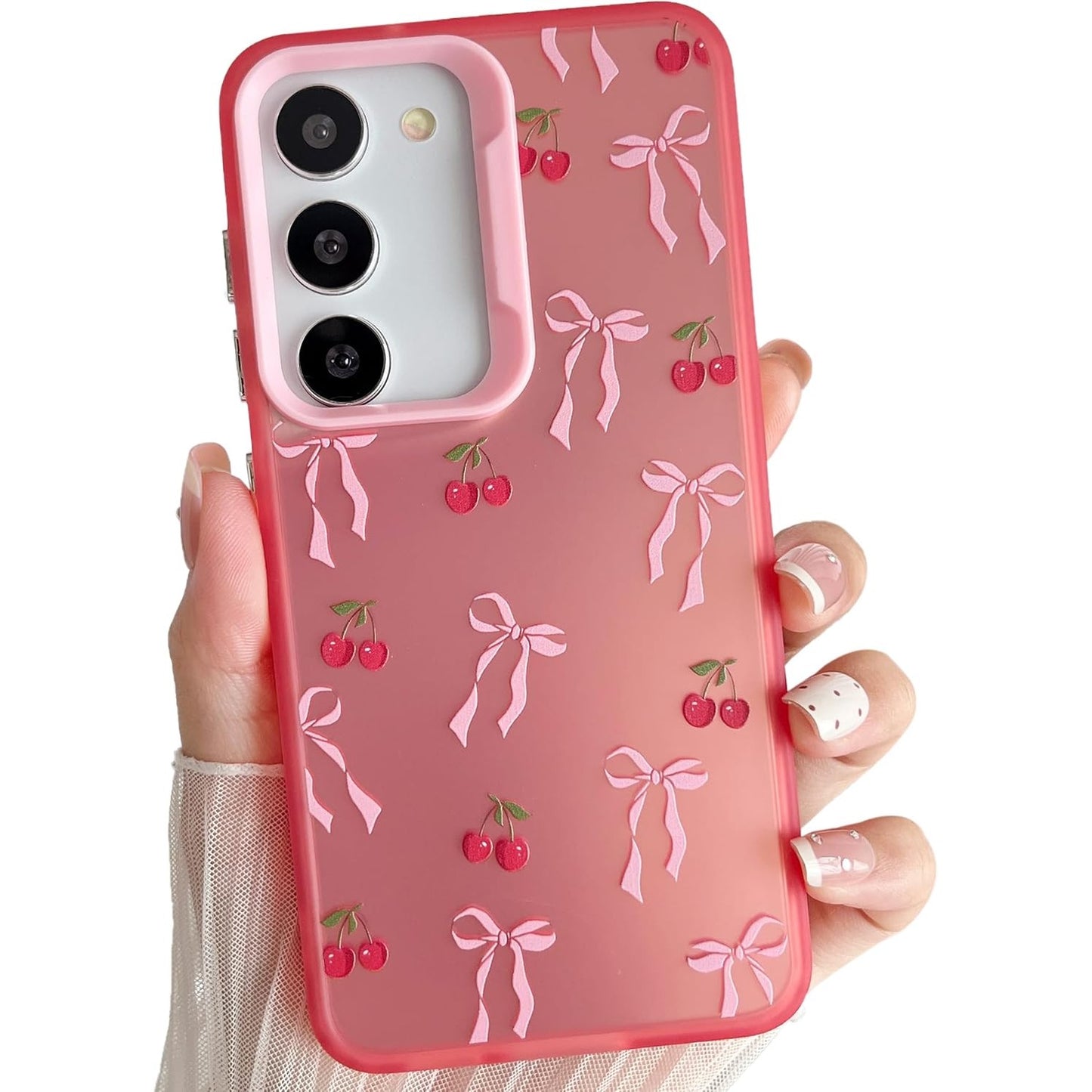 274572 - ZTOFERA Mbulesë rozë për Samsung Galaxy S23 5G (6.1"), Mbrojtëse prej silikoni të fortë për vajza dhe gra, Ngjyrë qershie