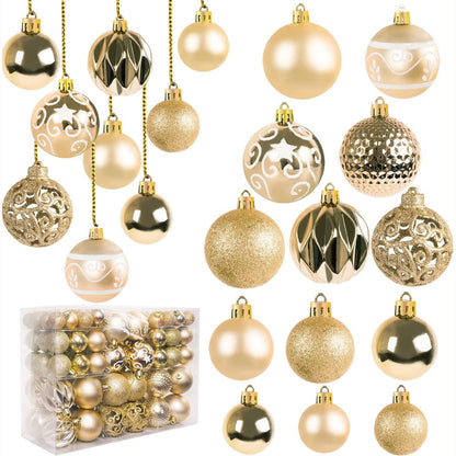 257357 - YWLAKE Set zbukurimesh me top Krishtlindjesh për pemën e Krishtlindjeve, Set dekorimesh me 100 pjesë, zbukurime të papërshkueshme nga thyeshmëria për festën e Vitit të Ri, dasmën, festat, dekorimin e Krishtlindjeve (shampanjë)