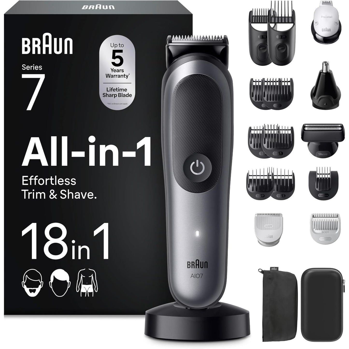 271044 - BRAUN Makinë prerëse Series 7 18-në-1 Gjithçka-në-Një, ProBlade, AutoSense, AIO7585, Gri