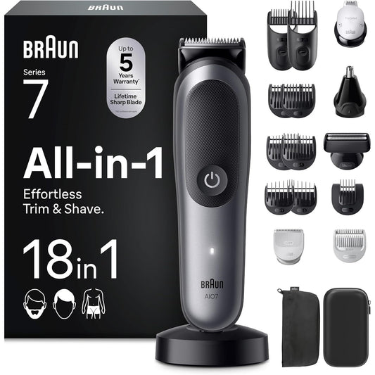307148 - BRAUN Makinë prerëse Multigroom All-in-One Series 7, 18-në-1, AIO7585, Grau