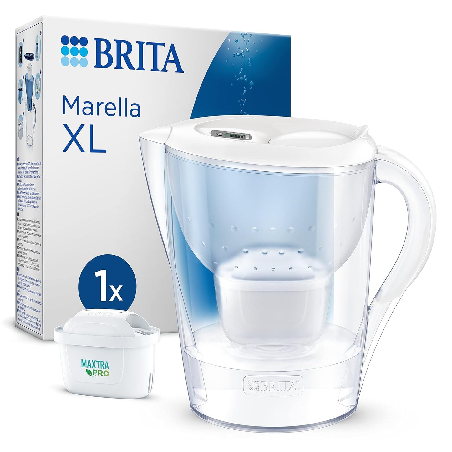 256151 - BRITA MARELLA XL ENË FILTRI UJI, KAPACITET 3.5L, PËRFSHIRË 1 X BRITA MAXTRA PRO FILTËR, ZVOGËLON KLORIN, GËLQEREN, PFAS DHE METALLET