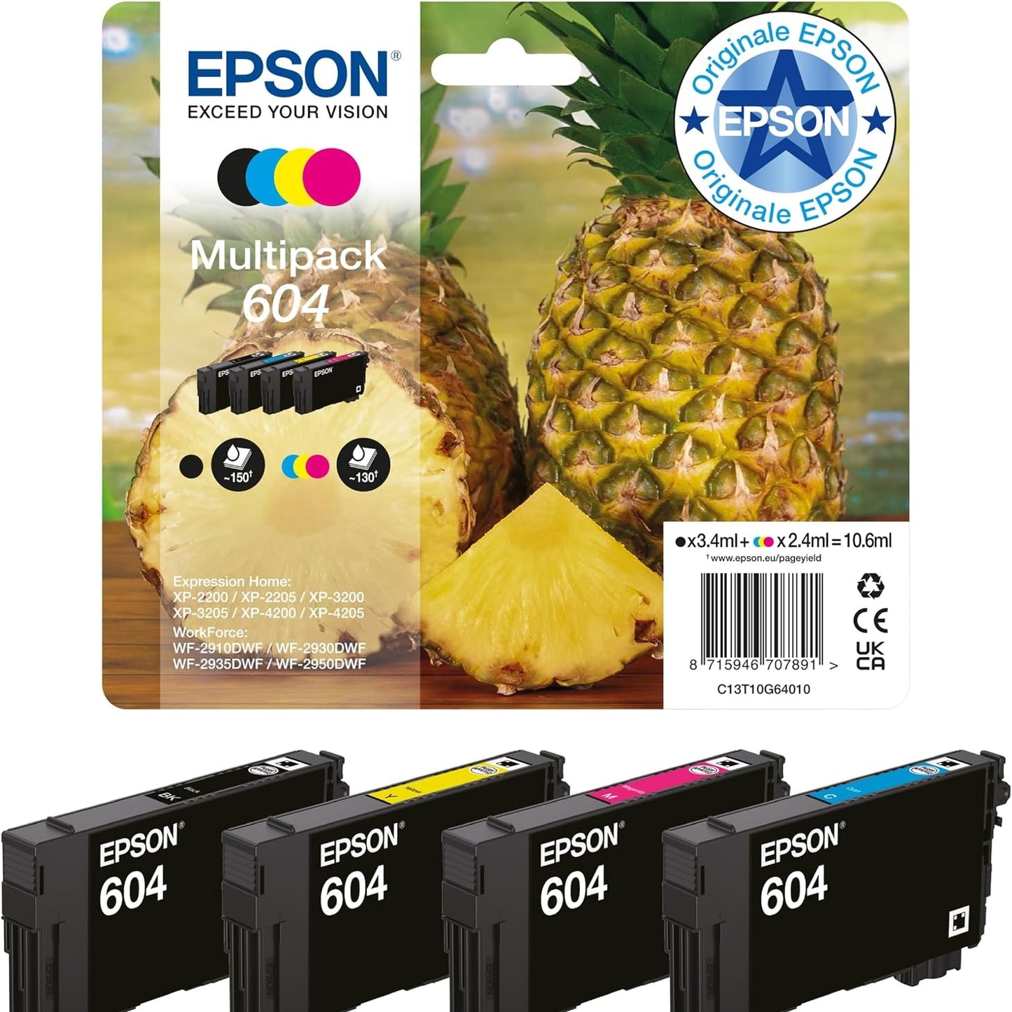 273207 - Epson Pako e shumëfishtë Ink/604 Pineapple C13T10G64010 me bojë të bardhë