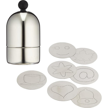 292859 - Paderno Set për përzierje kakaoje, 7 copë, me 7 shabllone, çelik inox, argjend