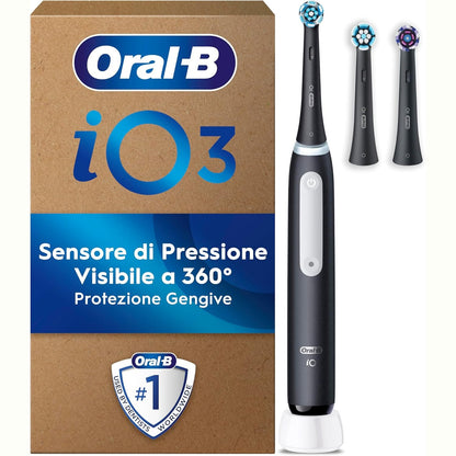 274867 - ORAL-B iO Series 3 Plus Edition, Furçë dhëmbësh elektrike, tre mënyra pastrimi, e zezë mat, projektuar nga Braun.