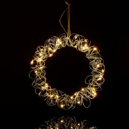 224282 - RELAXDAYS Kurorë me dritë LED, Dekorim për dritare të brendshme, i varur, Ø 30 cm, Funksionon me bateri, Argjend