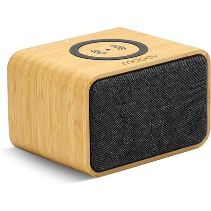 268374 - MOOOV 477352 – Altoparlant Bluetooth Portativ prej Bambuje, Qafë Karikimi Pa Tel për Smartphone