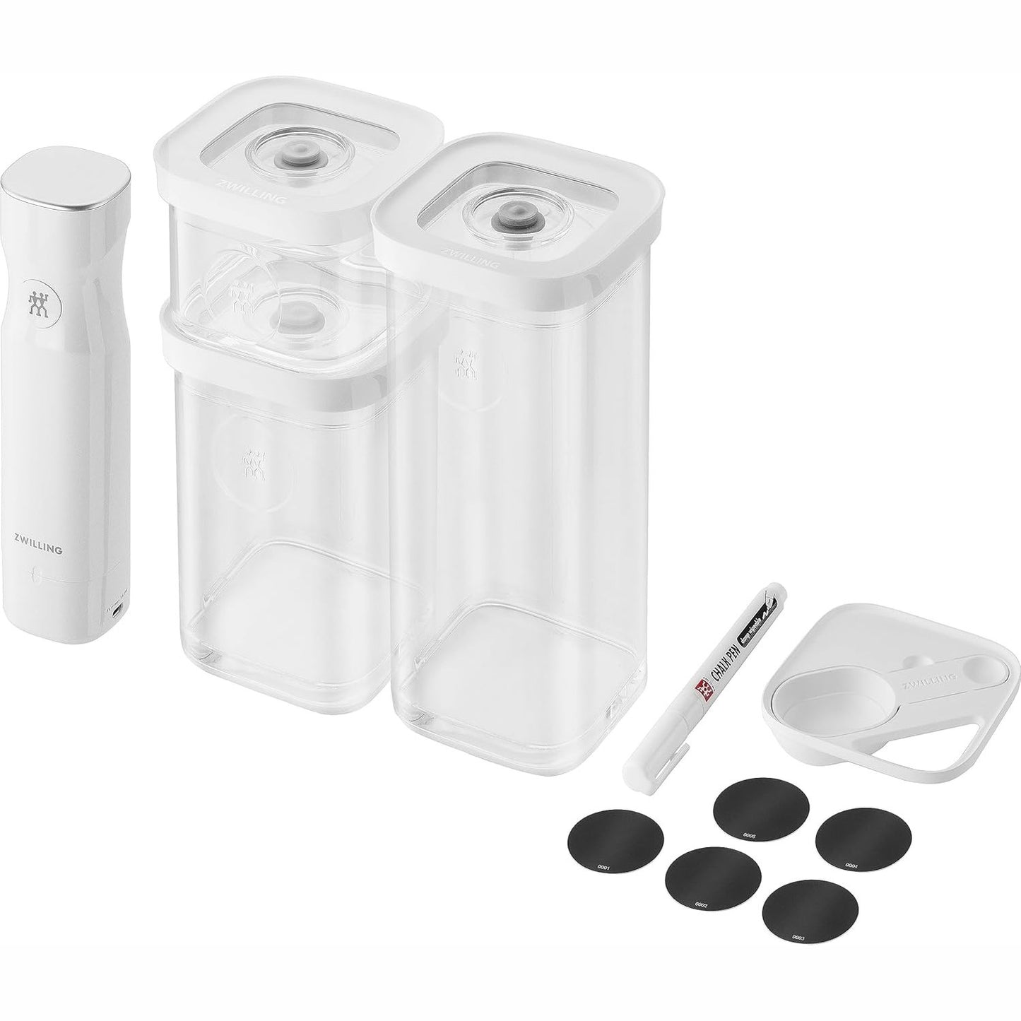 183098 - ZWILLING - Set fillestar për vakum FRESH & SAVE CUBE, Madhësia S, 6 pjesë, përfshin 3 kuti CUBE S, pompë vakumi, lugë matëse, etiketa NFC