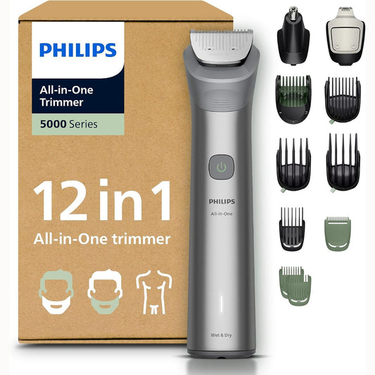 271115 - PHILIPS MULTIGROOM SERIES 5000 MG5952/30 12-në-1, makinën prerëse për mjekër, flokë dhe trup, 20 cilësime gjatësie (0.5-20 mm), tehe metalike vetë-mprehëse