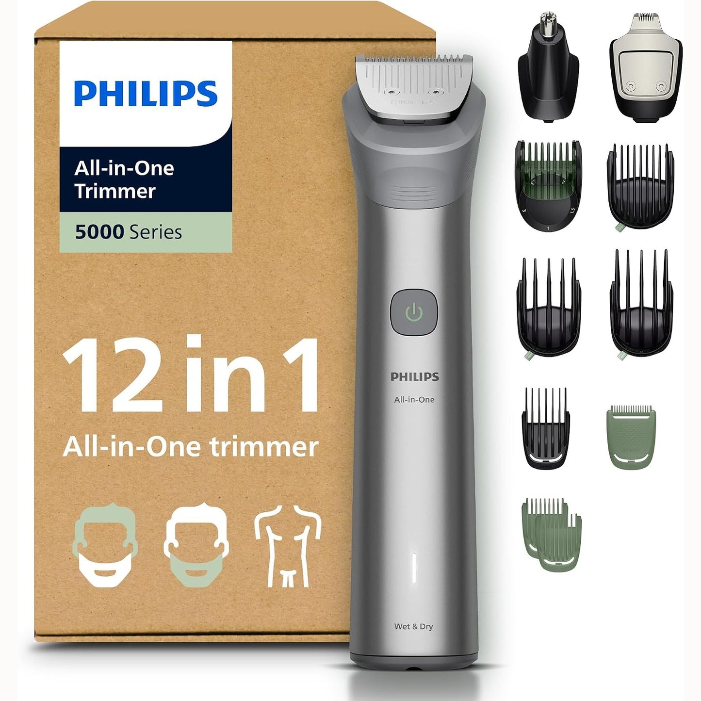 292494 - Philips Series 5000 MG5950/15, Makinë prerëse gjithçka-në-një, 12-në-1, 14 gjatësi prerjeje (0.5 deri në 16 mm)