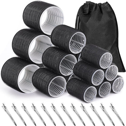 318589 - Set kaçurrelash flokësh, 30 copë: 18 kaçurrela në 3 madhësi (6 të mëdha, 6 të mesme, 6 të vogla), 12 kapëse dhe çantë ruajtjeje
