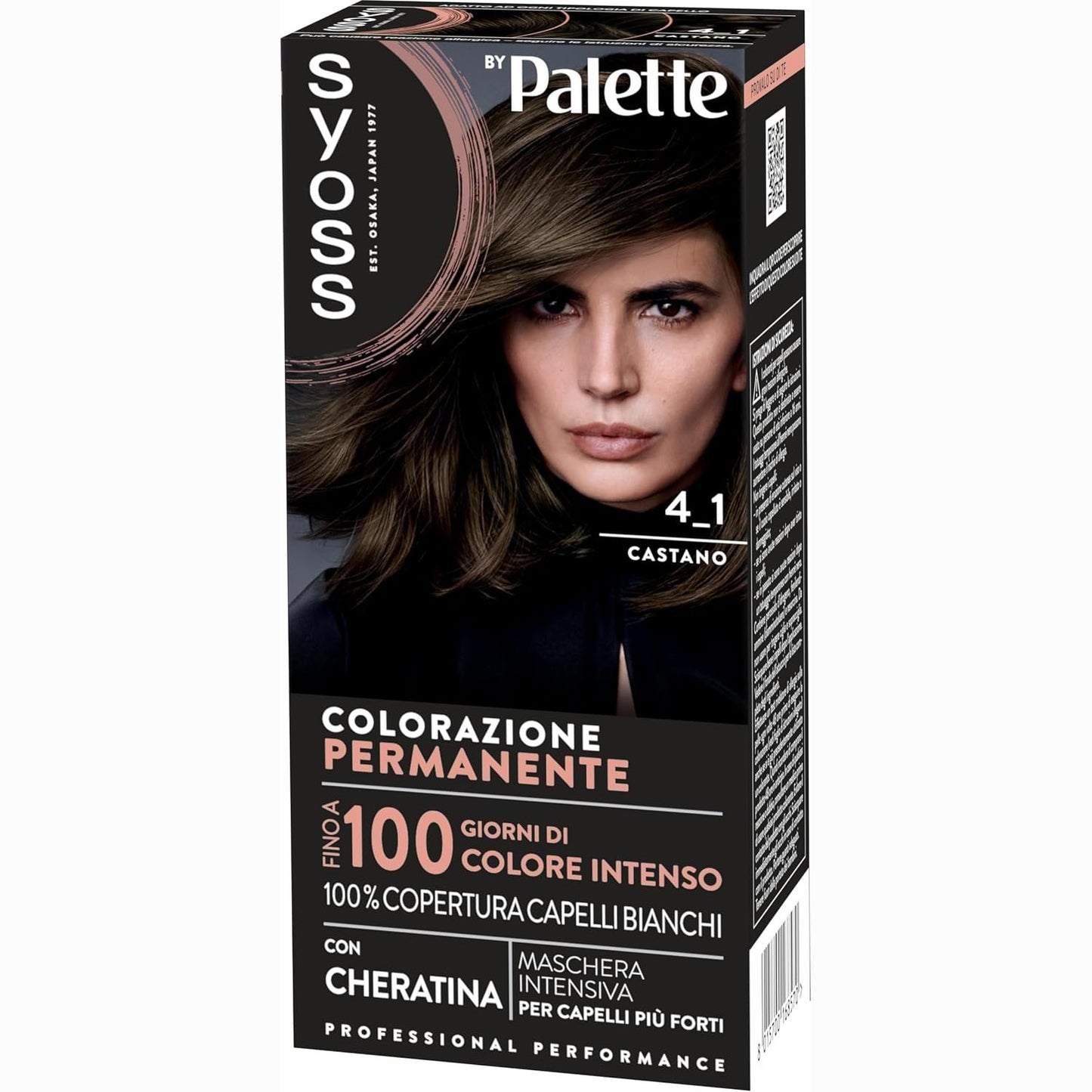 272476 - SYOSS nga Palette Ngjyrë e përhershme flokësh 4-1 Brown, me keratinë, 100% mbulim të thinjave, deri në 100 ditë ngjyrë intensive