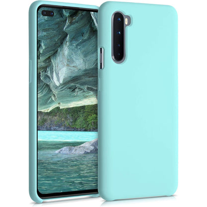 296449 - KWMOBILE Mbrojtëse për OnePlus Nord, Mbrojtëse prej silikoni, Karikim pa tel, ngjyrë jeshile menteje.