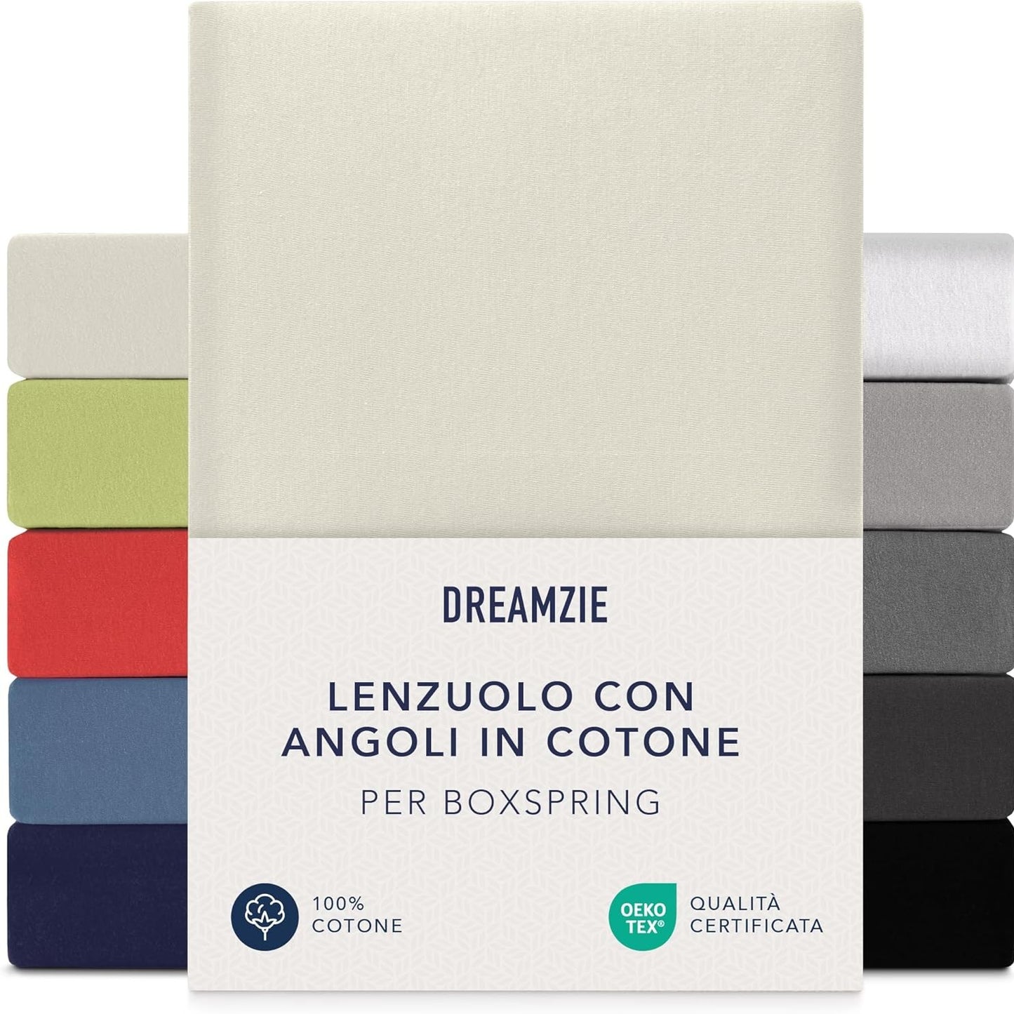 255928 - DREAMZIE Çarçaf Premium me Mbështetëse 180x200 cm - 200x200 cm - 37cm, 100% Pambuk Jersey