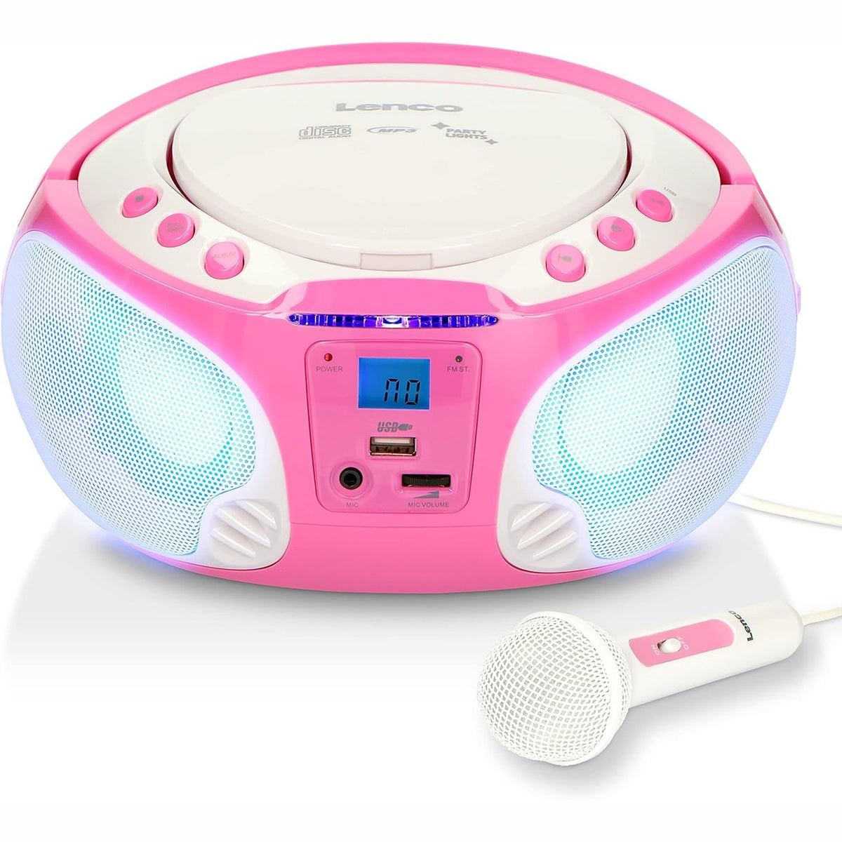 299104 - LENCO SCD-650 - Radio CD Portative - Boombox për Fëmijë - 6 Watt - USB - Mikrofon - AUX - Radio FM - Rozë