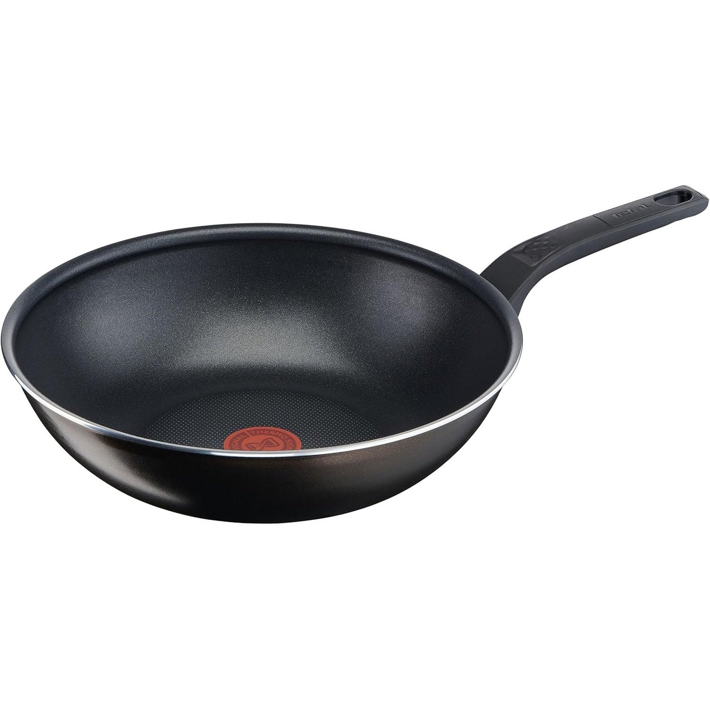 236060 - TIGAN WOK TEFAL EASY COOK & CLEAN 28 cm, shtresë jo ngjitëse, termo-sinjal në temperaturën ideale të skuqjes, NUK është i përshtatshëm për soba me induksion, pastrim i lehtë, Prodhuar në Francë, i zi, B5551933