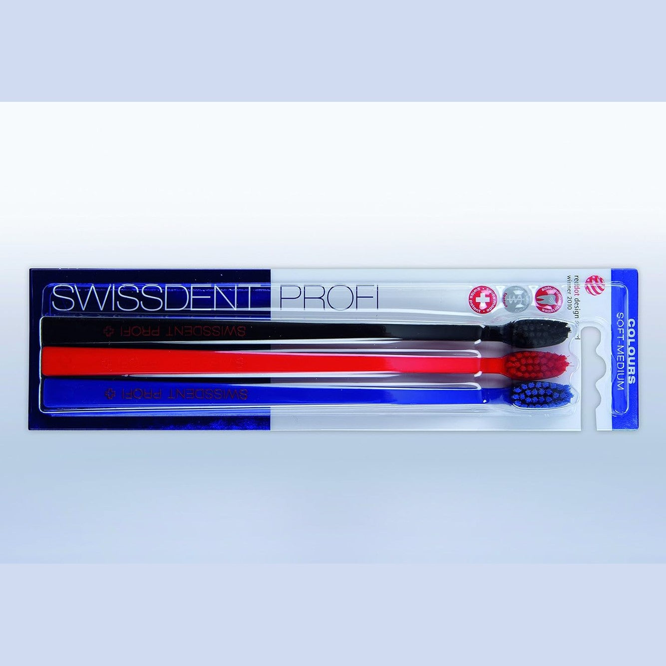 317992 - SWISSDENT Furçë dhëmbësh PROFI GENTLE, trio, e bardhë/gri/e zezë, fije ekstra të buta, për dhëmbë të ndjeshëm