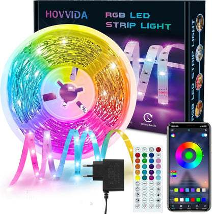 248049 - HOVVIDA Shirit LED 10M, 30 LED/Metër, 1x10M, Drita LED RGB 24V, 300 LED, Aplikacion dhe Telekomandë, Modalitet Muzike
