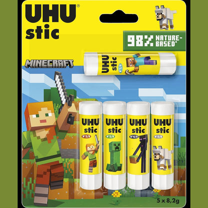 310636 - UHU - Ngjitës Koleksionues Stic Sonic Edition Limited Edition për Shkollë, i Përshtatshëm për Fëmijë, Pa Tretës, Ngjitës i Sigurt për Artizanat, Kuti me 5 Shkopinj prej 8.2g