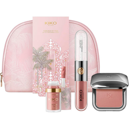 289812 - KIKO MILANO Kit grimi Threads Of Time Lip To Cheek, set dhuratë me buzëkuq dhe shkëlqyes buzësh 2 në 1, skuqës i lëngshëm dhe pudre