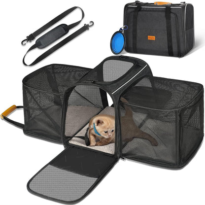 208257 - MORPILOT Transportues për Mace dhe Qen deri në 7kg, me 2 Anët e Zgjerueshëm, i Butë dhe i Palosshëm, i Miratuar nga Linja Ajrore, Madhësi 45x36x30cm, i Pastrueshëm në Lavatriçe