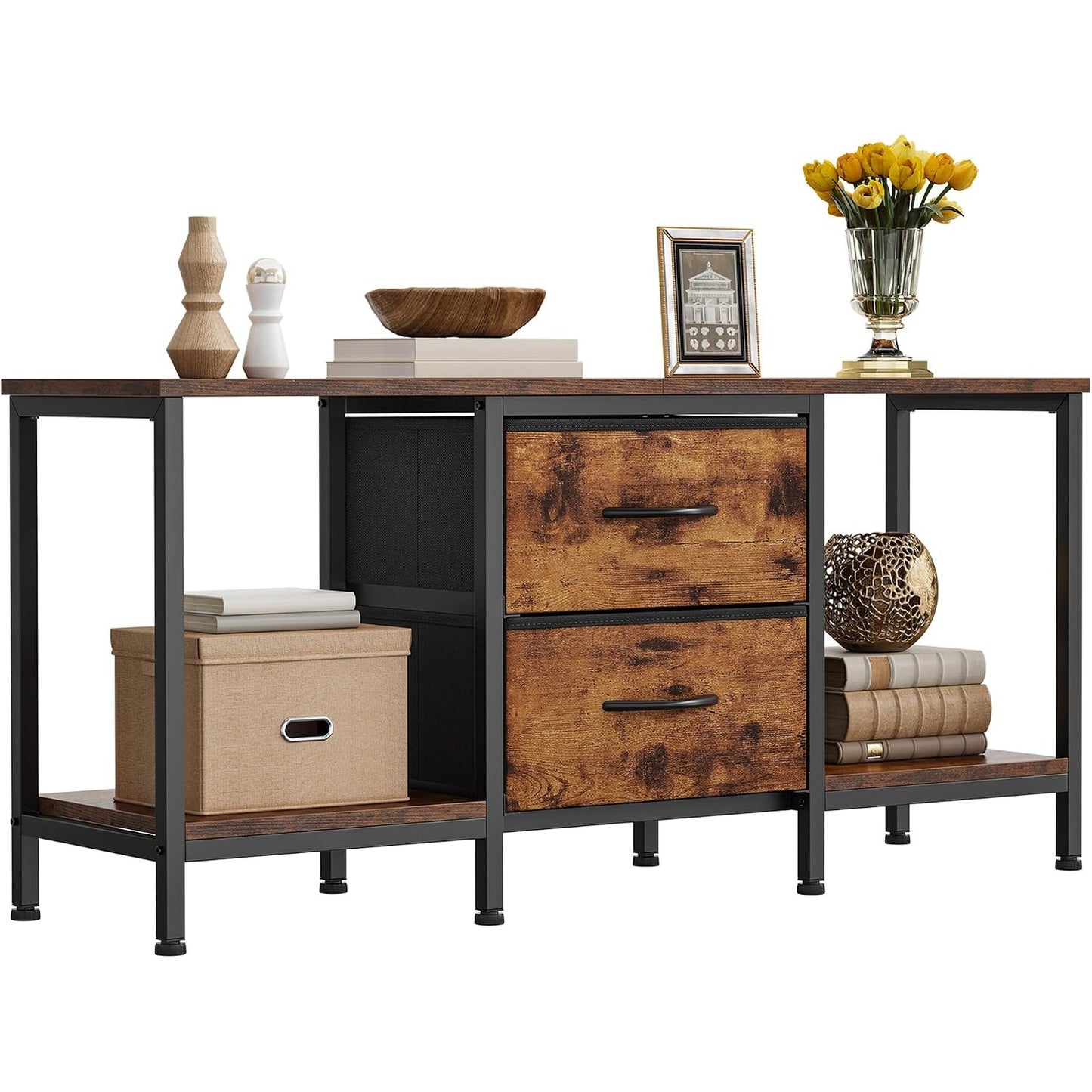 292965 - YITAHOME Kabinet televizori për televizorë deri në 47 inç, 110 x 30 x 50 cm, 2 sirtarë, 2 rafte, çelik