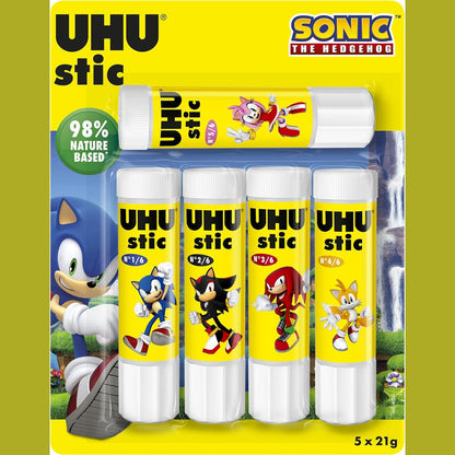 300054 - UHU Stic Sonic Ngjitës për Koleksion, Edicion i Limituar, Kuti me 5 Shkopinj prej 21g, Pa Tretës, Ngjitës i Sigurt për Artizanat