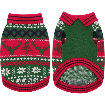 205974 - KONVINIT Triko Krishtlindjesh për Qen të Vegjël, Madhësitë XS-2XL, me Dekor Drerë, Fjollë Dëbore dhe Pemë Krishtlindjesh, Material i Butë dhe i Ngrohtë