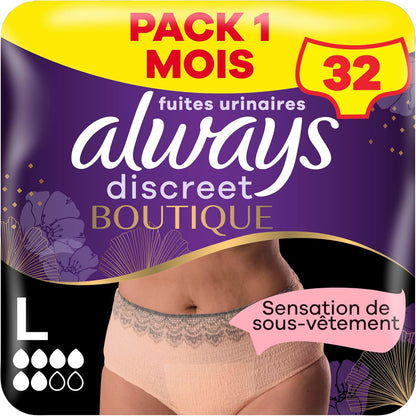 296779 - ALWAYS Të brendshme për inkontinencë Discreet Boutique, të zeza, madhësia plus M x36