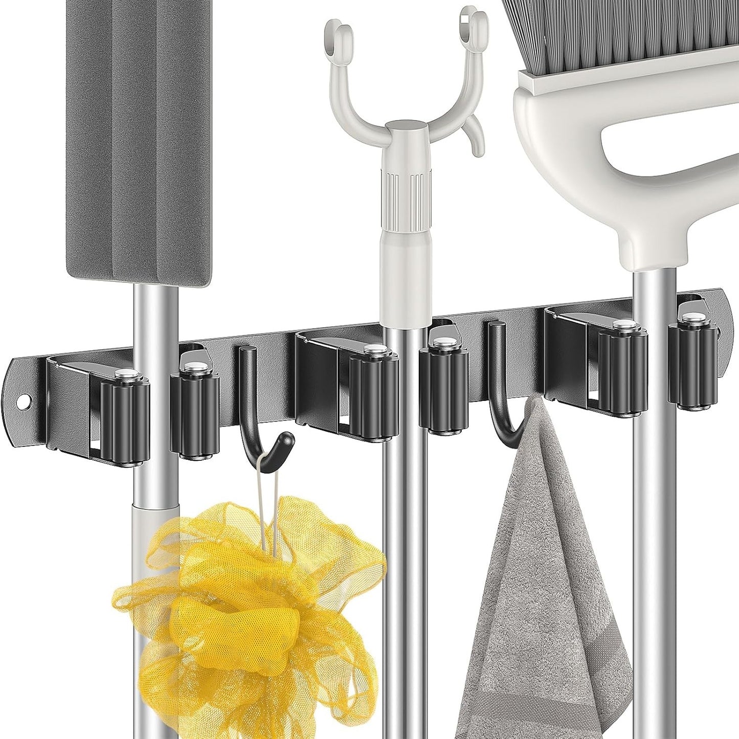 215373 - RADIKOR Mbajtëse fshese e montuar në mur, vetëngjitëse me 3 mbajtëse dhe 2 grepa, prej çeliku inox