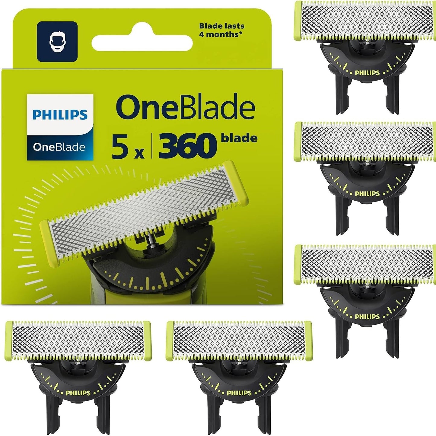 289570 - PHILIPS Tehe OneBlade Original 360, të pajtueshme me të gjitha modelet OneBlade dhe Pro, pako me 5 copë, QP450/50